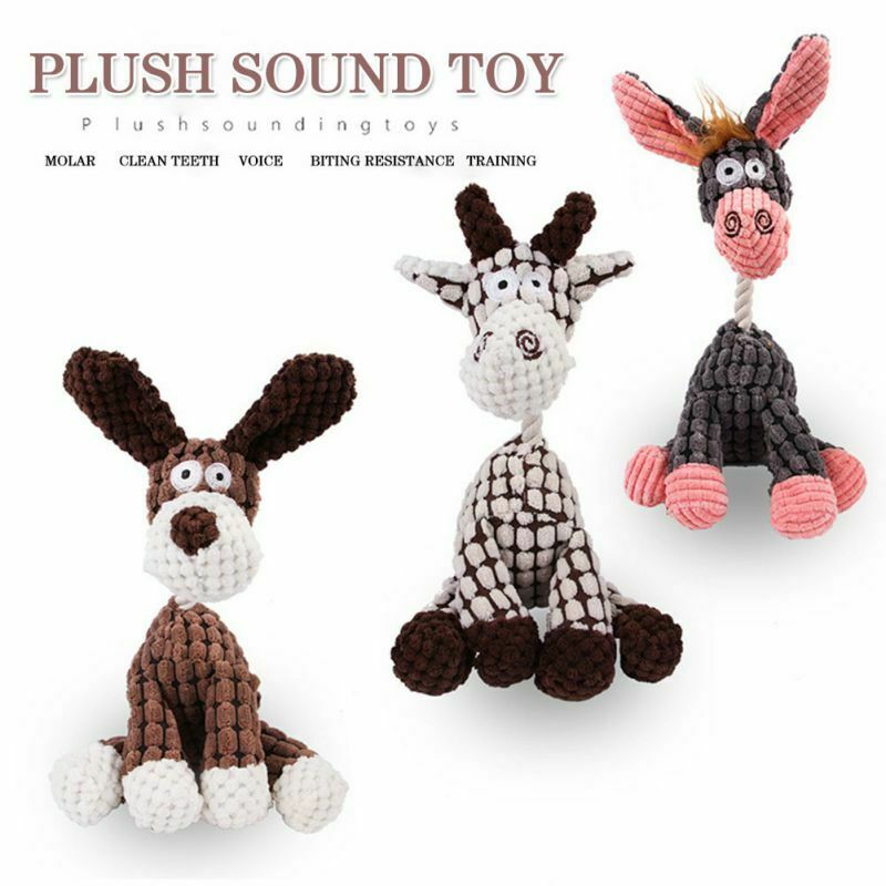 Fun Squeaky Plush Dog Toy for Play & Clean Teeth!