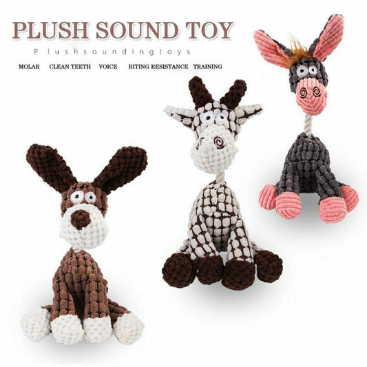 Fun Squeaky Plush Dog Toy for Play & Clean Teeth!